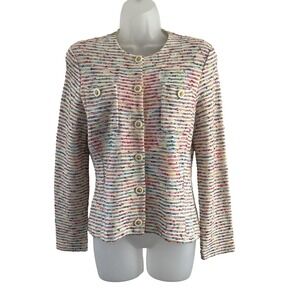 Vintage Worldly Things Styltricot Jacket Womens 8 Textured Knit Multicolor Italy